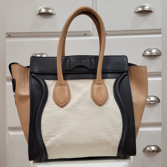 Authentic Céline Micro Luggage Tote | Tri-Color Calfskin | Designer Handbag - Picture 3 of 15